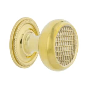 Craftsman 1-3/8 in. Unlacquered Brass Cabinet Knob with Rope Rose