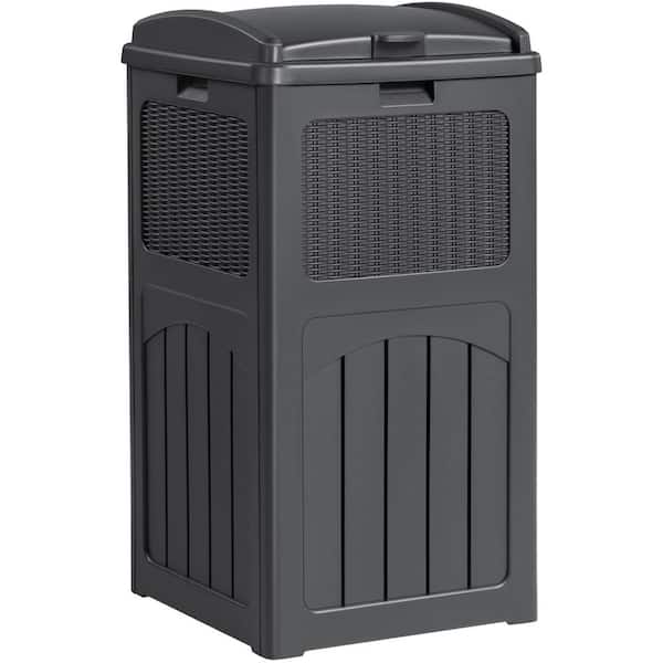 33 Gal. Outdoor Plastic Trash Can, Waterproof Deck Box, Gray