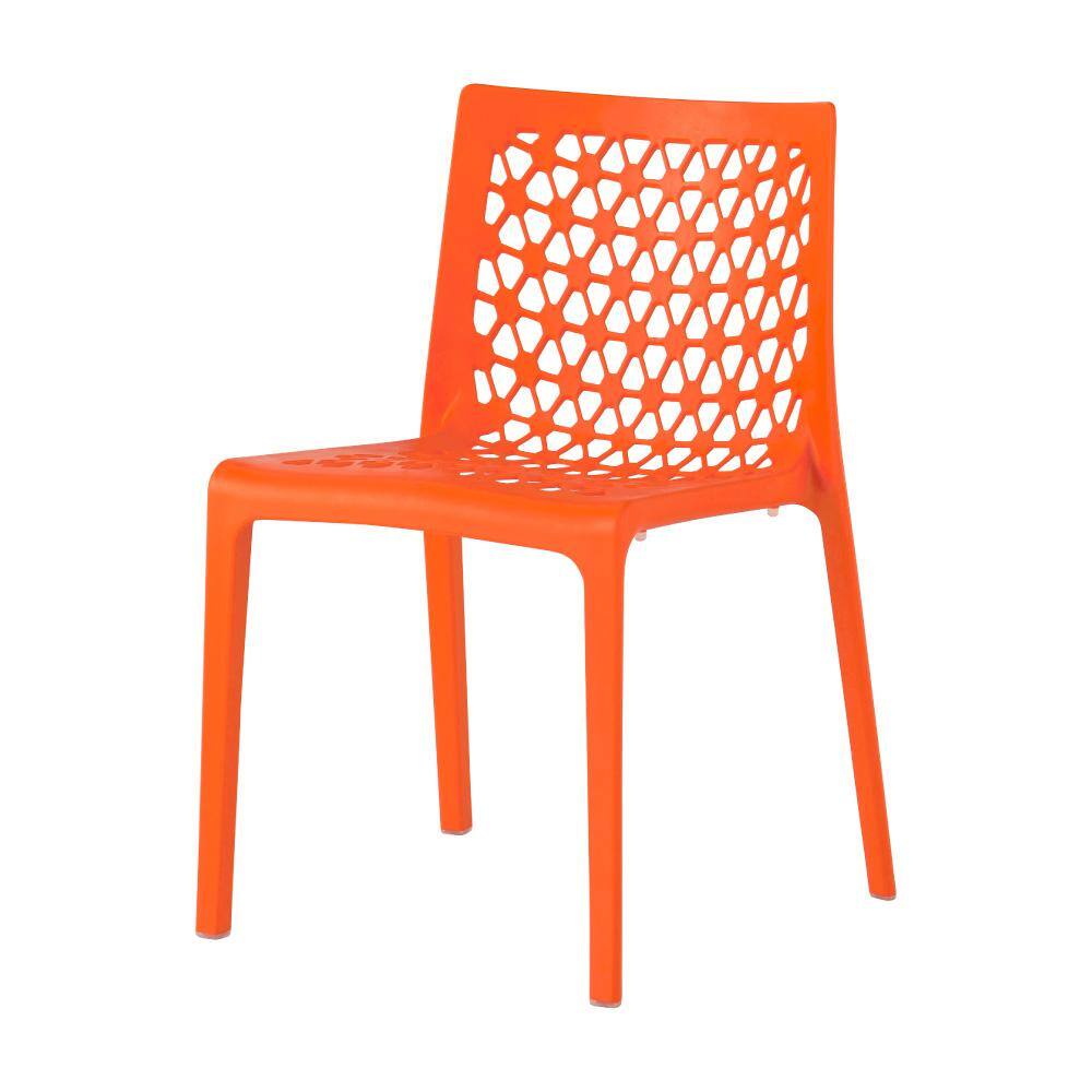 Milan 36" Orange Polypropylene Armless Dining Chair Set