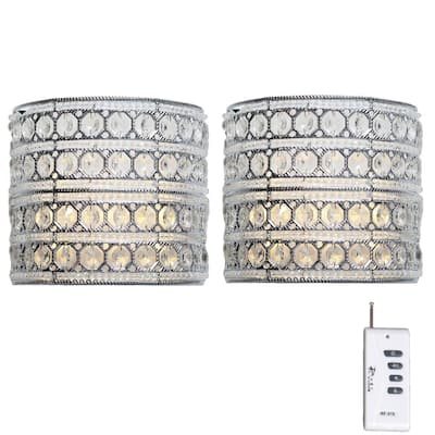 9.25 in. Set of 2 Silver Crystal Glam Doll Integrated LED Sconce