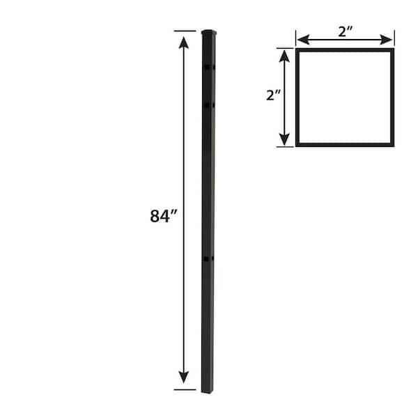 FORGERIGHT 84 in. x 5 ft. Osprey Black Aluminum Fence Corner Post with Flat Cap