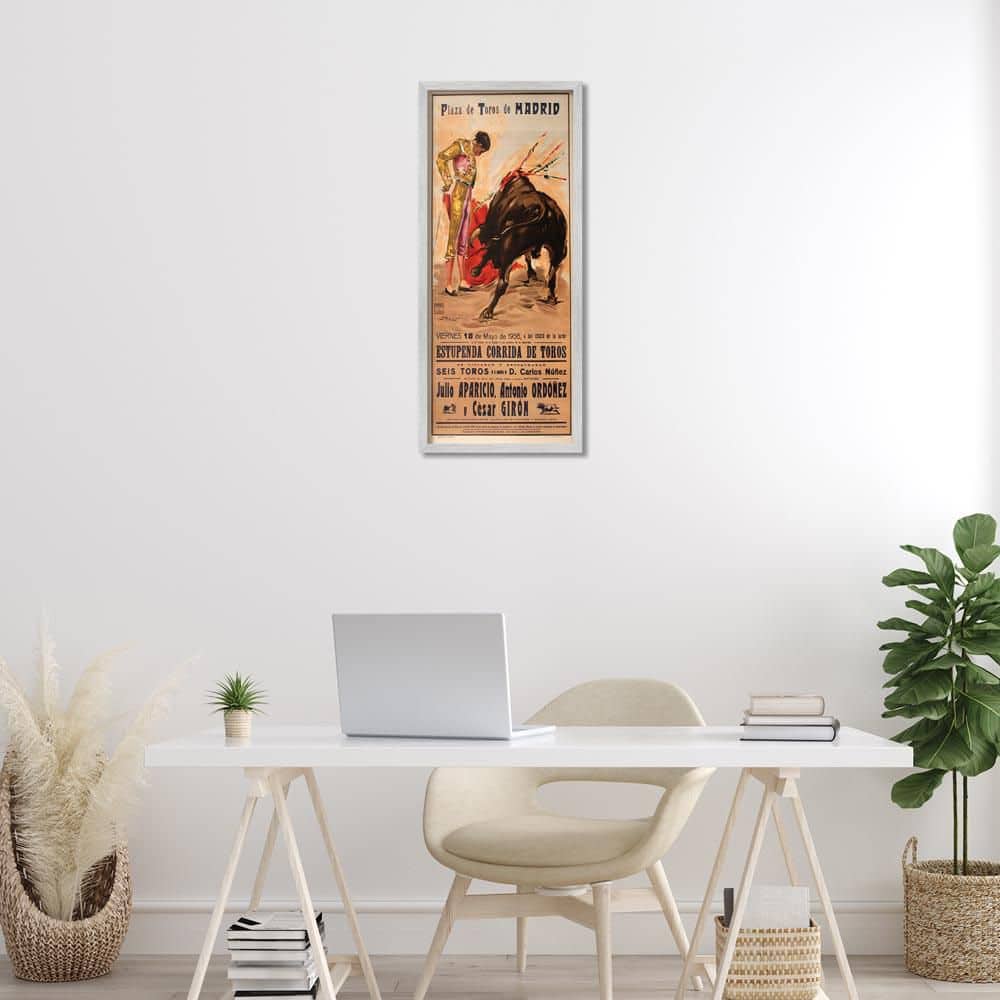 Great Bullfight Antique Advertisement by Marcus Jules Gray Framed Typography Giclee Art Print 30 in. x 13 in. price history on PriceWatchPro