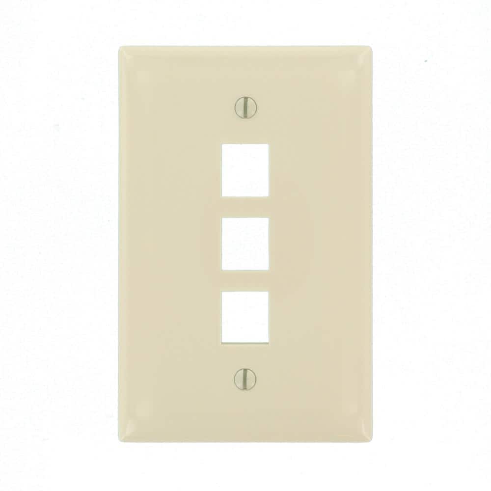 Light Almond Nylon Single-Gang 3-Port Wall Plate