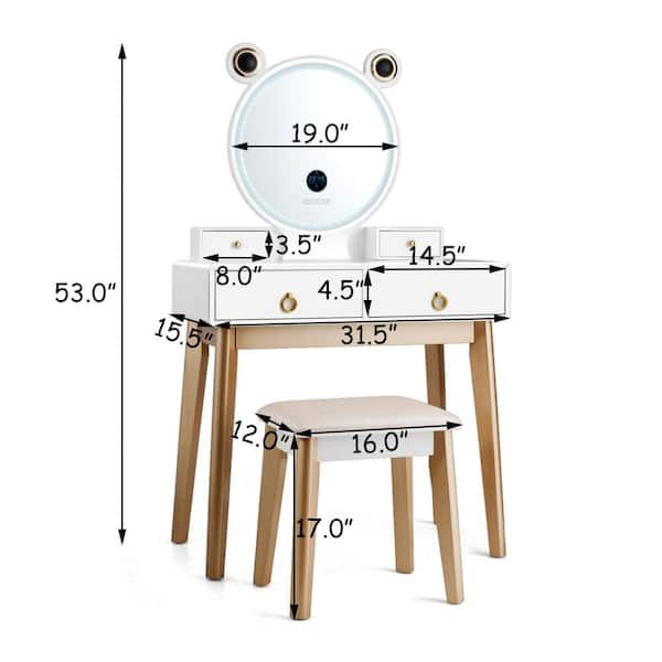 Vanity Table Touch Screen Dimming Mirror With Bluetooth Speakers