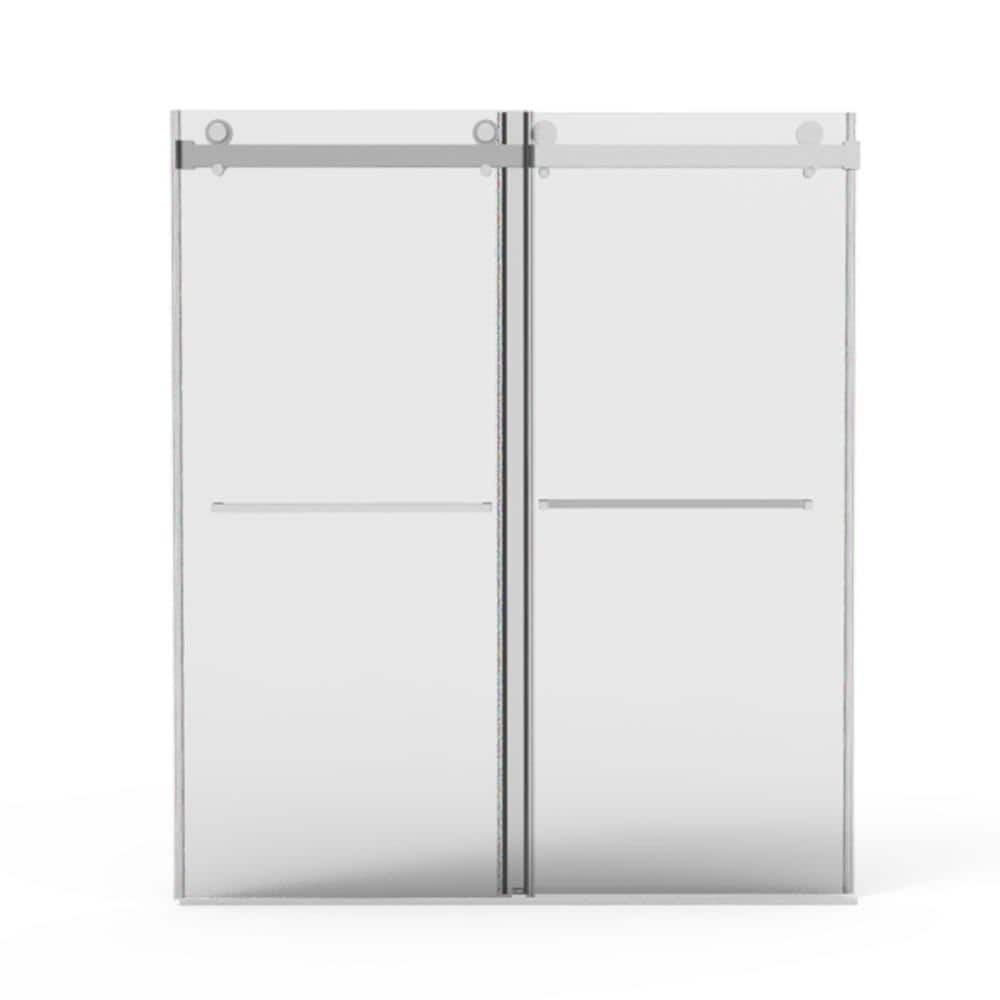 56 in. to 60 in. W x 70 in. H Double Sliding Frameless Shower Door in Brushed Nickel with Tempered Glass price history on PriceWatchPro