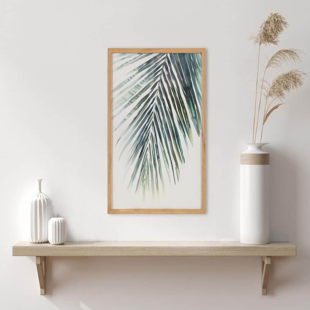 Natural Oak Framed Tropical Botanical Palm Print, 12x16