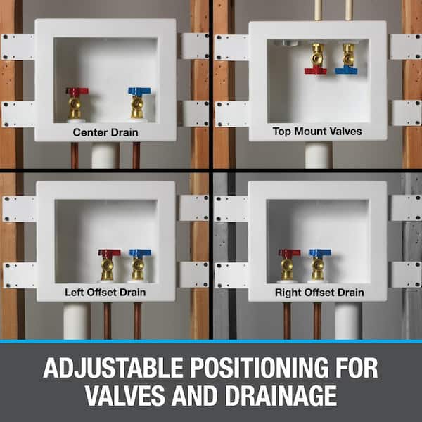 Oatey Quarter Turn Ball Valve Copper Sweat Washing Machine Outlet Box Oatey Quarter Turn Ball Valve Copper Sweat Washing Machine Outlet Box
