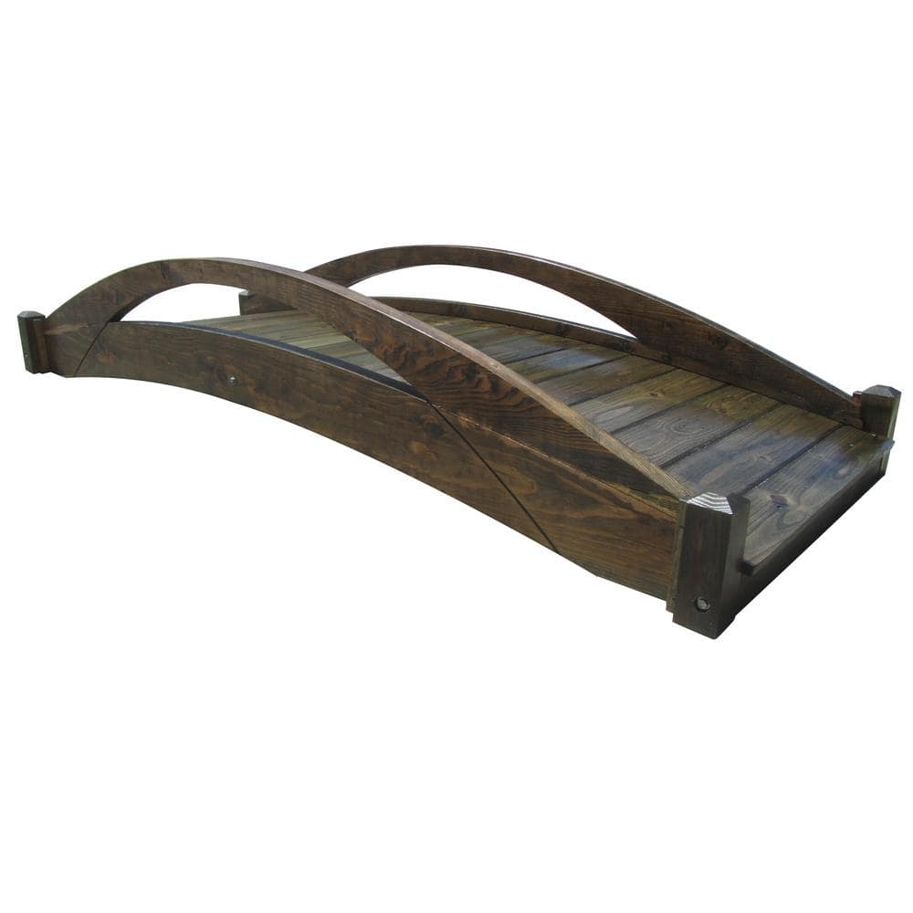 8 ft. Natural Wood Garden Bridge with Arched Design