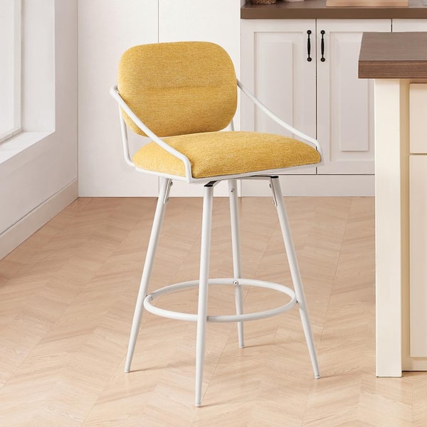 Art Leon Modern Blue Seat Height 30.52 in Fabric Swivel Counter Stools with Metal Frame