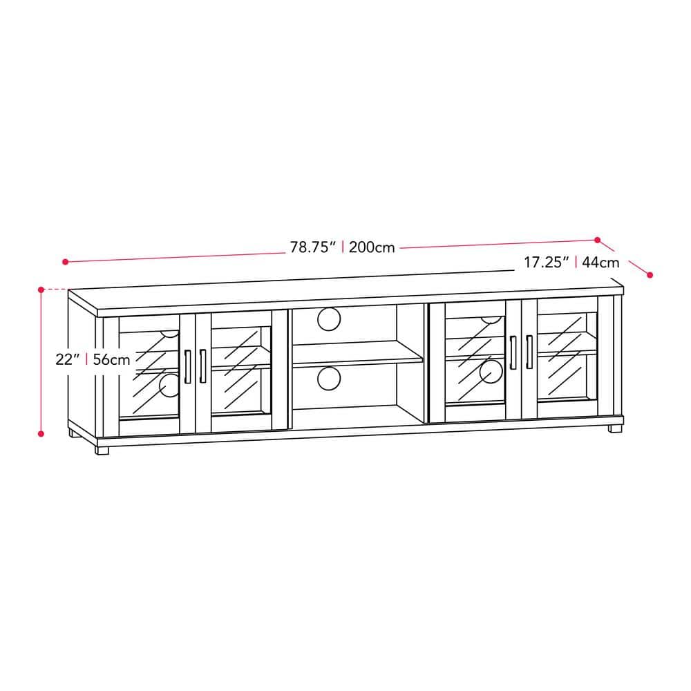 Fremont 84" Dark Gray Engineered Wood TV Stand with Glass Cabinets