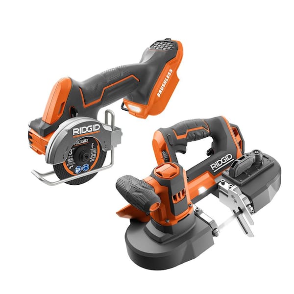 RIDGID 18V Cordless 2-Tool Combo Kit with SubCompact Brushless 3 in. Multi-Material Saw and Compact Band Saw (Tools Only)
