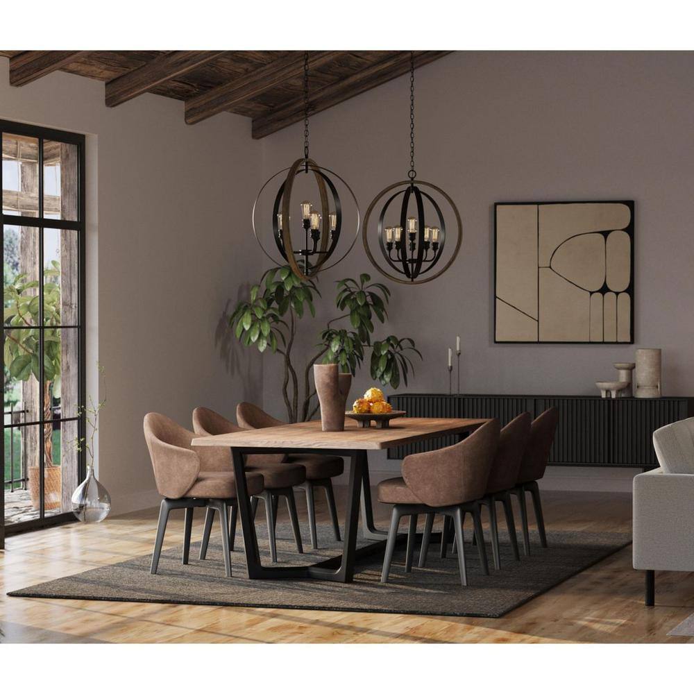 Conestee 6-Light Graphite and Antique White Steel Pendant