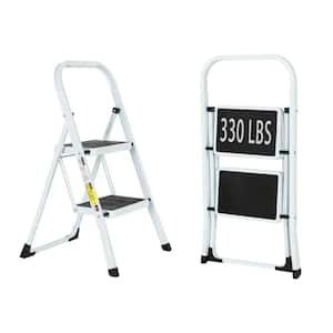 2 Step Iron Folding Step Stool Ladder 330 lbs. Load Capacity Type iA Duty Rating 5.51 ft. Reach Height White