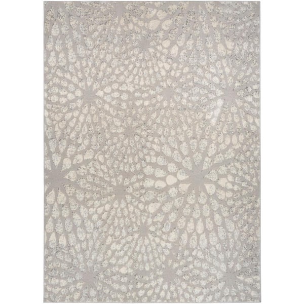 Nourison Ambiance Grey Silver 5 ft. x 7 ft. Abstract Contemporary Area Rug
