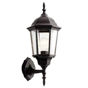 Madison 20 in. 1-Light Tannery Bronze Outdoor Hardwired Wall Lantern Sconce with No Bulbs Included (1-Pack)