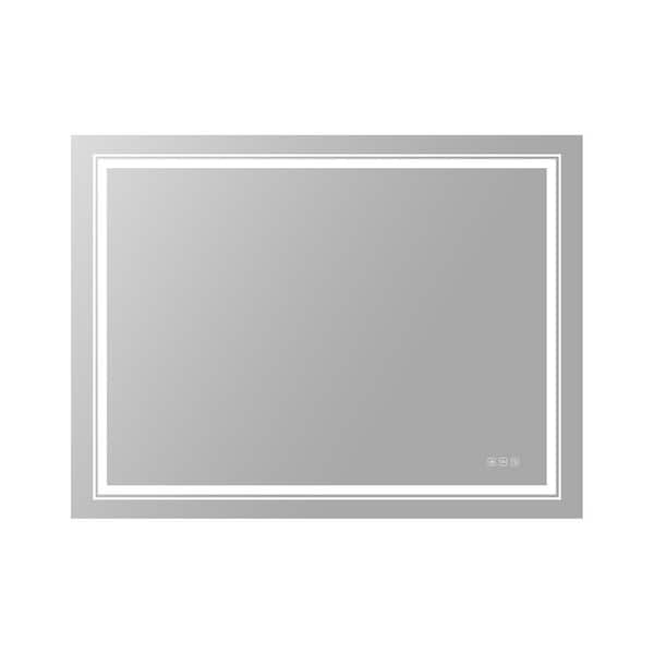 INSTER 48 in. W x 36 in. H Rectangular Frameless Wall Mount LED Lighted De-Fog Bathroom Vanity Mirror