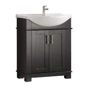 Hudson 30 in. W Traditional Bathroom Vanity in Black with Ceramic Vanity Top in White with White Basin