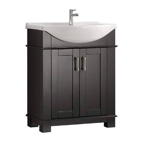 W Traditional Bathroom Vanity In Black, Black Bathroom Vanity With Sink 30 Inch