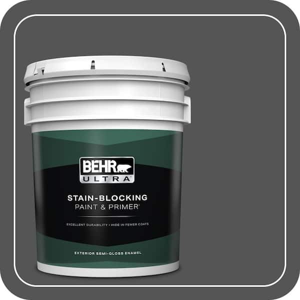 BEHR ULTRA 5 gal. #QE-62 Maximum Gray Semi-Gloss Enamel Exterior Paint & Primer