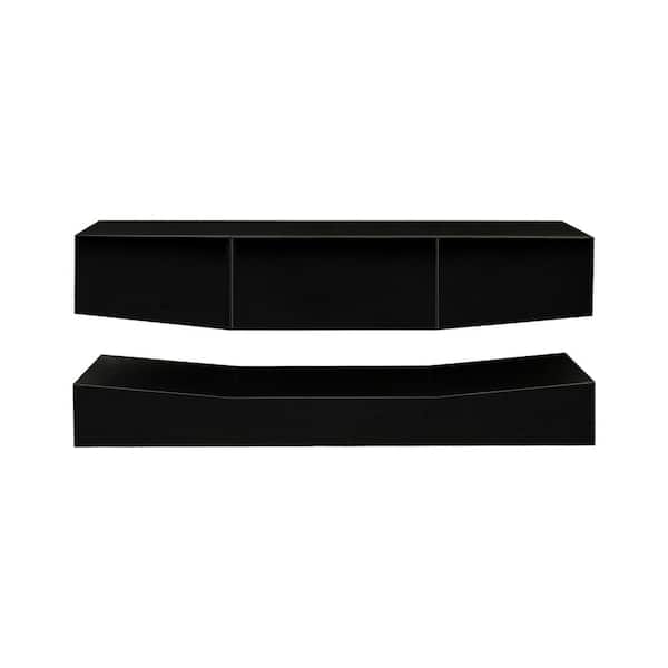 Unbranded 47.24 in. Black Wall Mounted TV Stand with 3 Drawer Fits TV's up to 72 in. with RGB Light