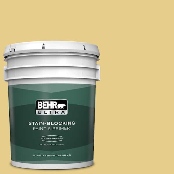 BEHR ULTRA 5 gal. #T12-6 Lol Yellow Extra Durable Semi-Gloss Enamel Interior Paint & Primer