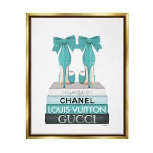 Turquoise Bow Heels on Books Women's Fashion by Amanda Greenwood Floater Frame Culture Wall Art Print 31 in. x 25 in.