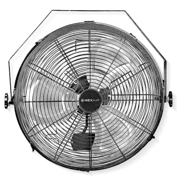 18 in. 3 Speed Oscillating High Velocity Black Industrial Wall Fan 4600CFM High Output with 360° Adjustment, Commercial