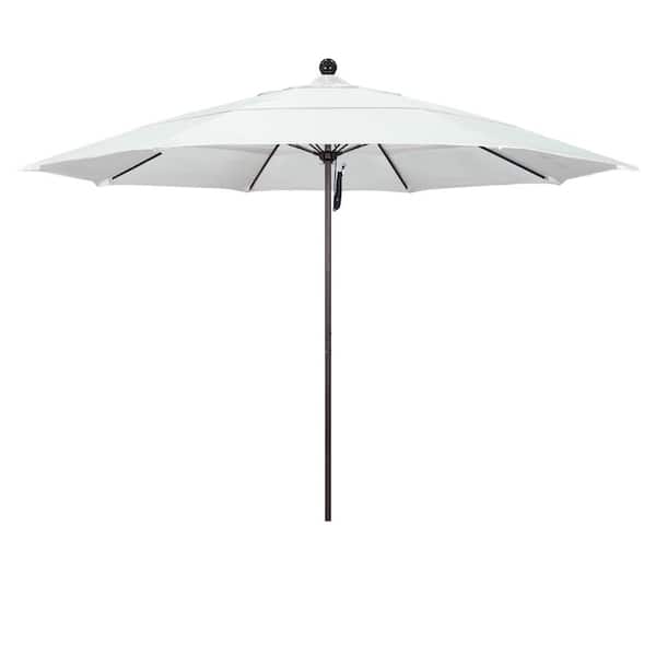 California Umbrella 11 ft. Bronze Aluminum Commercial Market Patio Umbrella with Fiberglass Ribs and Pulley Lift in Natural Sunbrella
