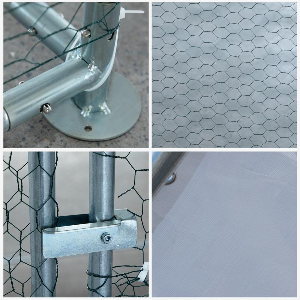 Large Galvanized Steel Chicken Coop with Waterproof Cover