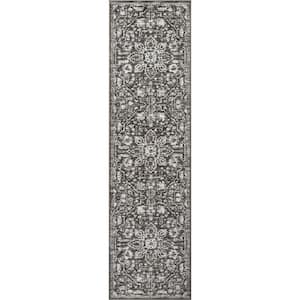 Dazzle Disa Vintage Distressed Oriental Medallion Grey 2 ft. 7 in. x 9 ft. 10 in. Runner Area Rug