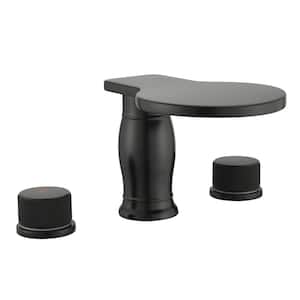 8 in. Widespread 2-Handle Bathroom Faucet with Waterfall in Matte Black