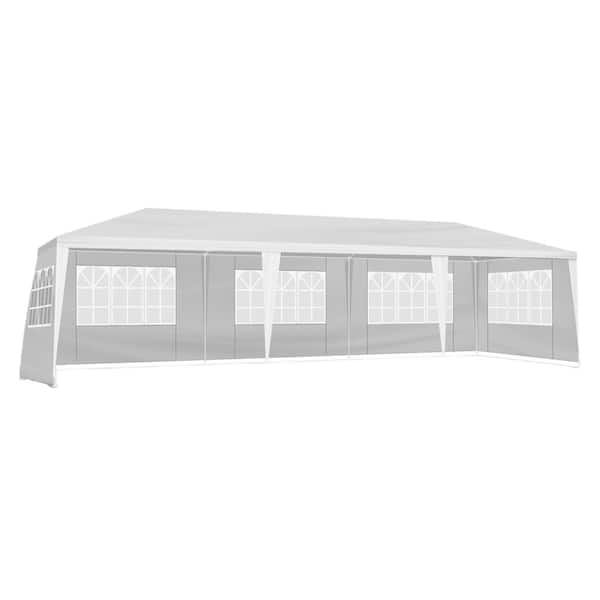 FIROMO 10 ft. x 30 ft. White Wedding Party Tent, Outdoor Waterproof UV-Resistant Canopy with 5-Removable Sidewalls