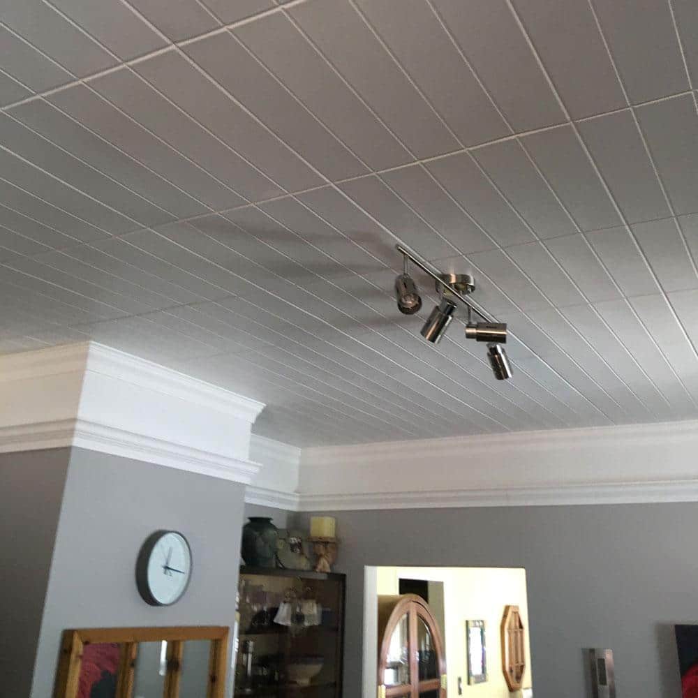 Plain White 1.6 ft. x 1.6 ft. Polystyrene Bead Board Ceiling Tile