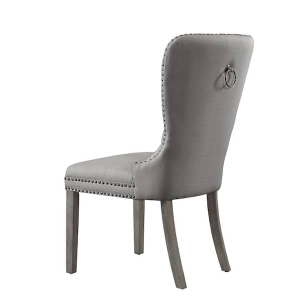 Inspired Home Nevaeh Light Grey Linen, Grey Dining Chairs With Handles On Back