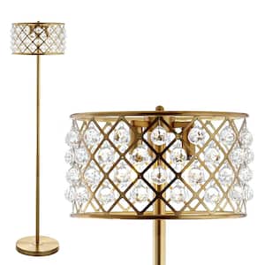 Elizabeth 60 in. Brass Gold/Clear Crystal/Metal LED Floor Lamp