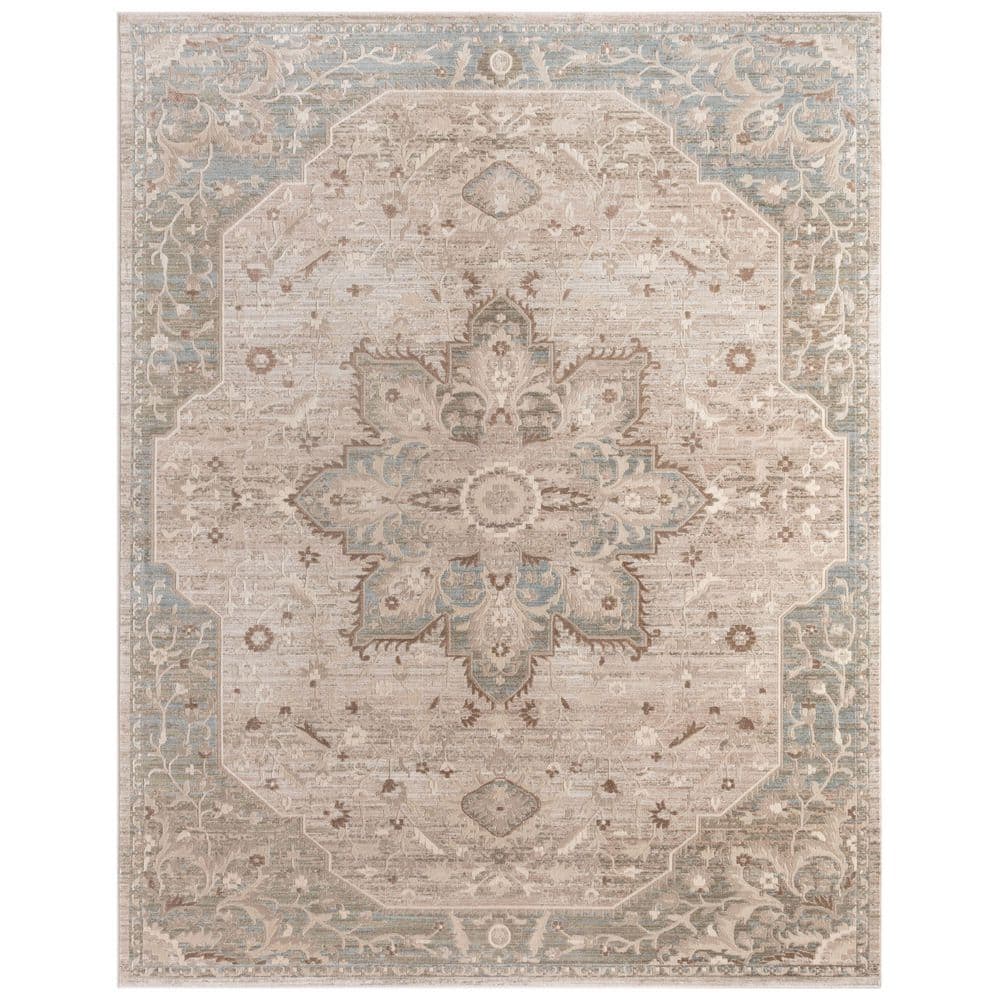 Home Decorators Collection Solara 9 ft. x 12 ft. IvoryMedalion Area Rug ...