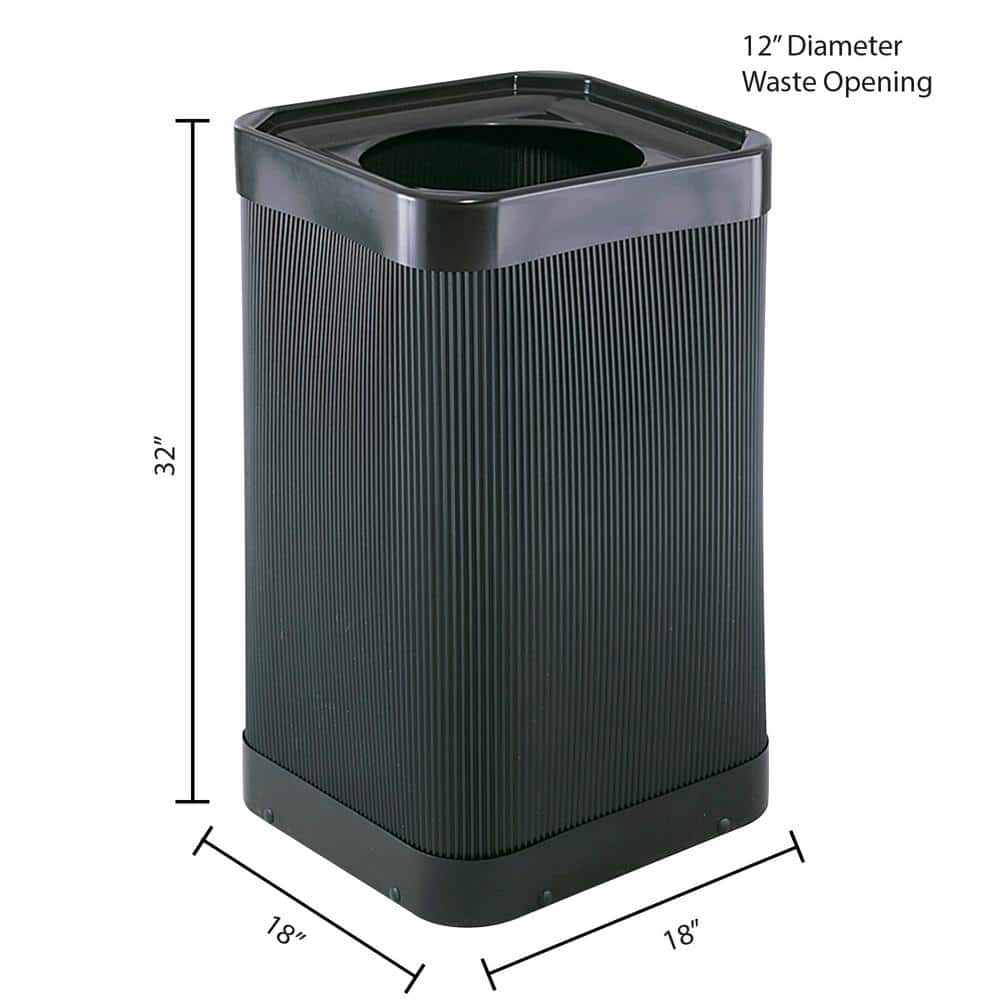 Black 38 Gallon Plastic Commercial Trash Receptacle