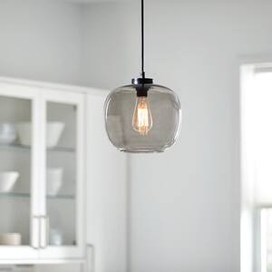 1-Light Mini Pendant with Clear Glass Black Accent