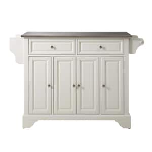 Lafayette White Kitchen Island with Stainless Steel Top