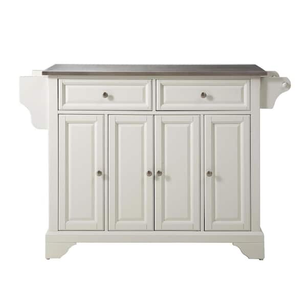 CROSLEY FURNITURE Lafayette White Kitchen Island with Stainless Steel Top