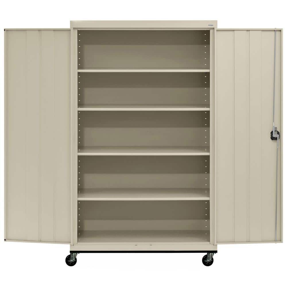 Putty Freestanding Lockable Steel Office Cabinet with Adjustable Shelving