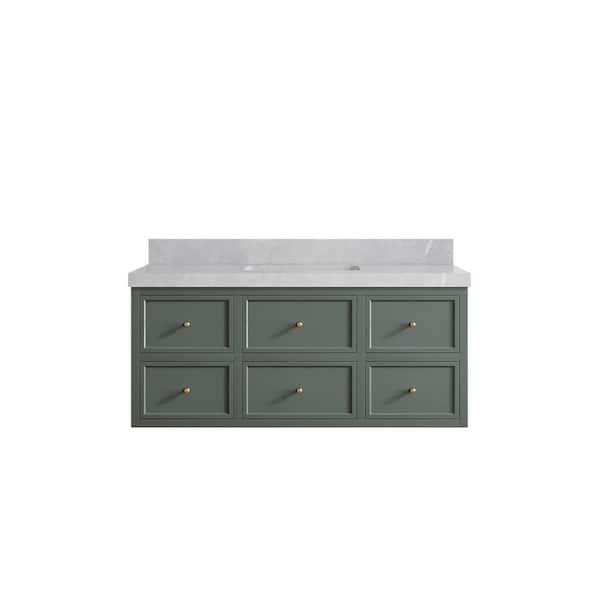 Willow Collections Roswell 48 in. W x 22 in. D x 36 in. H Single Sink Bath Vanity in Pewter Green with 2 in. Pearl Gray qt. Top