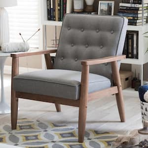 Sorrento Mid-Century Gray Fabric Upholstered Accent Chair