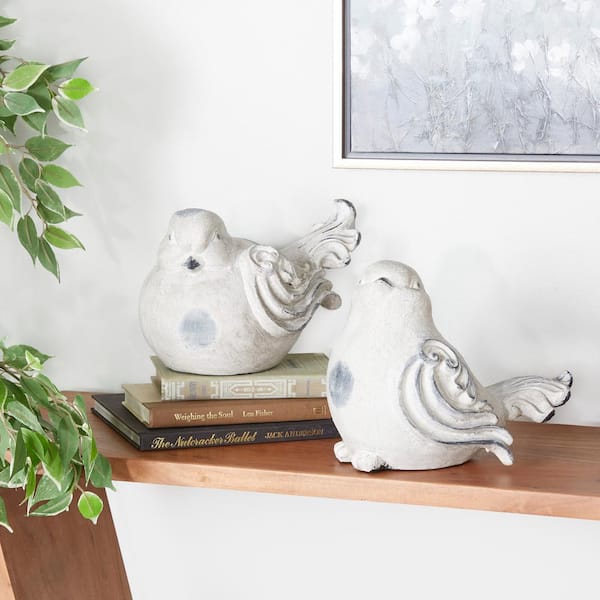 8 in. Small Polystone Indoor Outdoor Bird Garden Sculpture (2- Pack)