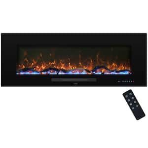 50 in. Electric Fireplace, Fireplace Insert/Wall Mounted with Thermostat, 1500-Watt to 750-Watt in Black