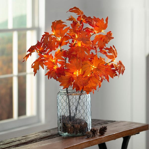 Evergreen Enterprises Set of 2 Orange Lighted Maple Tree Branches