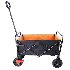 1.3 cu.ft. Mini Folding Wagon, Metal Garden Cart, Beach Shopping (Black and yellow and Brake)