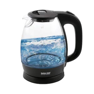 7-Cup Black and Clear Glass Cordless Electric Tea Kettle
