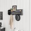 DANYA B 29 in. 2-Tier Black Ledge Wall Shelf Entryway or Bathroom Organizer  with Five Hanging Coat or Towel Hooks XF190712BK - The Home Depot