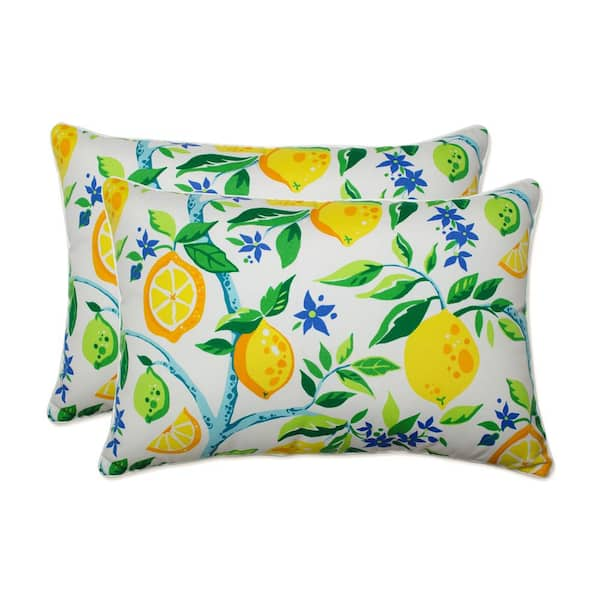 Pillow Perfect Yellow Rectangular Outdoor Lumbar Throw Pillow 2-Pack